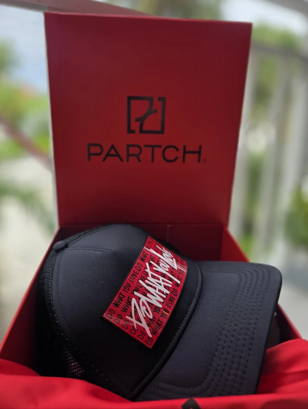 PARTCH - Black & Red Logo Mesh Trucker Hat